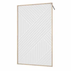 Aurlane Paroi de douche 120x200 HINATA - Style Japandi Geometrique - Cadre Effet Bois - Verre 6mm