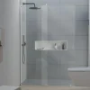 Paroi de douche 195x140cm en verre claire 8mm, Cabine de douche porte coulissante - NT101