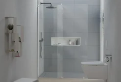 Paroi de douche 195x140cm en verre claire 8mm, Cabine de douche porte coulissante - NT101
