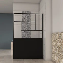Paroi de douche 100x200cm- 8mm verre Paroi douche italienne Noir mat -style industriel -Élégance et intimité assurées