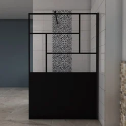 Paroi De Douche| paroi de douche 120x200cm,avec une barre de fixation carrée 140cm,8mm verre anticalcaire,Conception et intimité