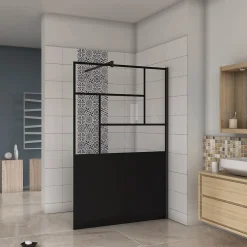 Paroi De Douche| paroi de douche 120x200cm,avec une barre de fixation carrée 140cm,8mm verre anticalcaire,Conception et intimité