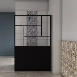 paroi de douche 90x200cm,Paroi douche italienne industrielle,avec une barre de fixation extensible ronde,Conception et intimité