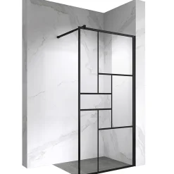 Paroi De Douche| Paroi douche Italienne INEA noir 100 x 200 cm verre sérigraphié 8mm, atelier, transparent - Saniverre