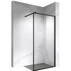 Paroi De Douche| Paroi douche Italienne LUCIA noir 90 x 200 cm, verre 8mm, transparent anticalcaire - Saniverre