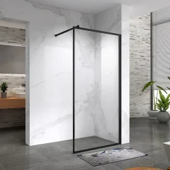 Paroi De Douche| Paroi douche Italienne LUCIA noir 90 x 200 cm, verre 8mm, transparent anticalcaire - Saniverre