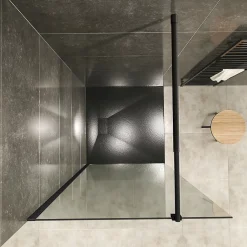 Paroi douche Italienne ROMA-BLACK 160 x 200 cm verre 10 mm transparent, noir, Saniverre