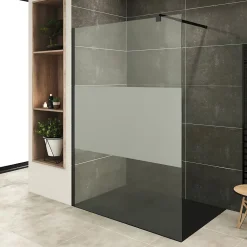 Paroi De Douche| Paroi douche Italienne ROMA-BLACK 120 x 200 cm verre 10 mm centre-opaque, noir, Saniverre
