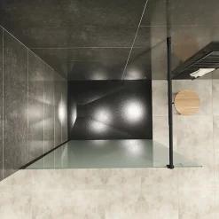 Paroi douche Italienne ROMA-BLACK 130 x 200 cm verre 10 mm opaque, noir, Saniverre