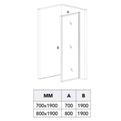 Kiamami Valentina Paroi fixe 70 cm avec cadre en aluminium noir mat et verre trempé 6 mm - city