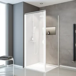 Paroi De Douche|Schulte Paroi latérale fixe pour porte de douche pivotante I.80xH.180cm, verre transparent 5mm, profilé blanc, Sunny