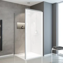 Schulte Paroi latérale fixe pour porte de douche pivotante I.80xH.180cm, verre transparent 5mm, profilé alu-argenté, Sunny