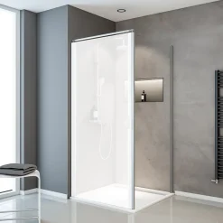 Schulte Paroi latérale fixe pour porte de douche pivotante I.80xH.180cm, verre transparent 5mm, profilé alu-argenté, Sunny