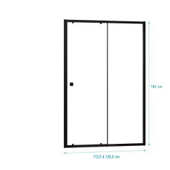 Porte De Douche|Aurlane Paroi porte de douche Coulissante Noir 120x185cm - Extensible de 112.5 à 126.5 cm - BLACK SLIDE 120