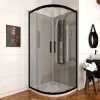 Porte De Douche|Aurlane Paroi porte de douche quart de cercle 90x90x200cm - PROFILE NOIR MAT - verre trempé 6mm
