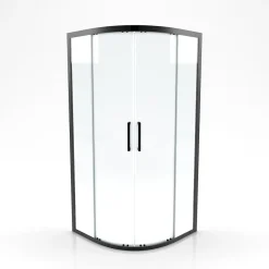 Porte De Douche|Aurlane Paroi porte de douche quart de cercle 90x90x200cm - PROFILE NOIR MAT - verre trempé 6mm