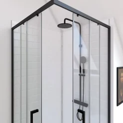 Paroi De Douche|Aurlane Parois de douche coulissantes esprit Indus (90x90 cm - Noir)