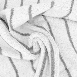 Serviette De Bain|Linnea Parure de bain 7 pièces collection PURE LIGHT motif rayures pur coton gris