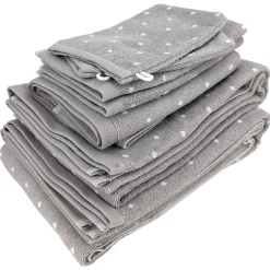 Serviette De Bain|Linnea Parure de bain 7 pièces collection EFFICIENT DOTS gris lunar