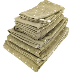 Linnea Parure de bain 7 pièces collection EFFICIENT DOTS vert olive