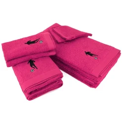 Linnea Parure de bain 8 pièces coton 550g/m2 PURE FOOTBALL Rose Fuchsia