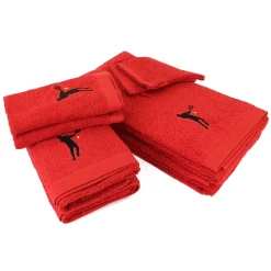 Serviette De Bain|Linnea Parure de bain 8 pièces coton 550g/m2 PURE TENNIS Rouge