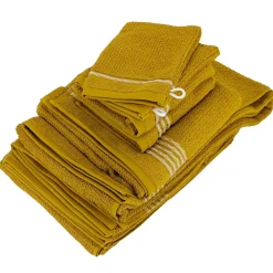 Linnea Parure de bain 7 pièces INTENSE à bordures blanches couleur jaune