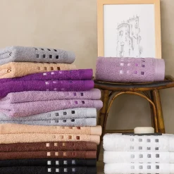 Serviette De Bain|Linnea Parure de bain 6 pièces PURE SQUARES Argent 550g/m2
