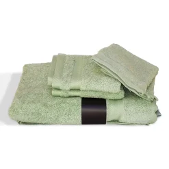 Linnea Parure de bain 5 pièces ROYAL CRESENT Vert Céladon 650g/m2