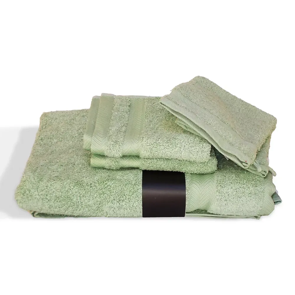 Linnea Parure de bain 5 pièces ROYAL CRESENT Vert Céladon 650g/m2