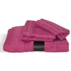 Linnea Parure de bain 5 pièces ROYAL CRESENT Rose Vin 650g/m2
