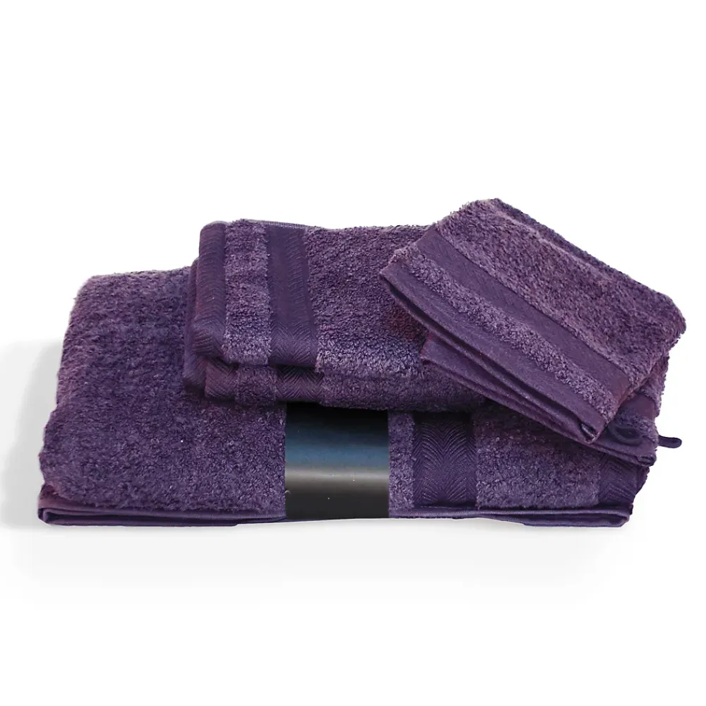 Linnea Parure de bain 5 pièces ROYAL CRESENT Prune 650g/m2