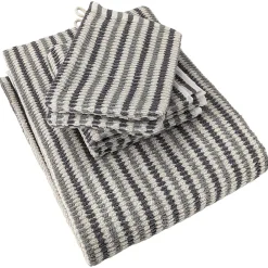 Linnea Parure de bain à rayures pur coton collection BREEZE 4 pièces gris