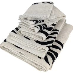 Linnea Parure de bain absorbante coton ZEBRA bordure beige 7 pièces