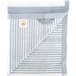 Serviette De Bain|Linnea Parure de bain coton collection EFFICIENCE STRIPES 7 pièces bleu capri