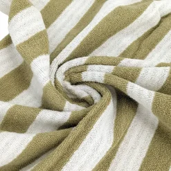 Serviette De Bain|Linnea Parure de bain coton collection EFFICIENCE STRIPES 4 pièces vert olive
