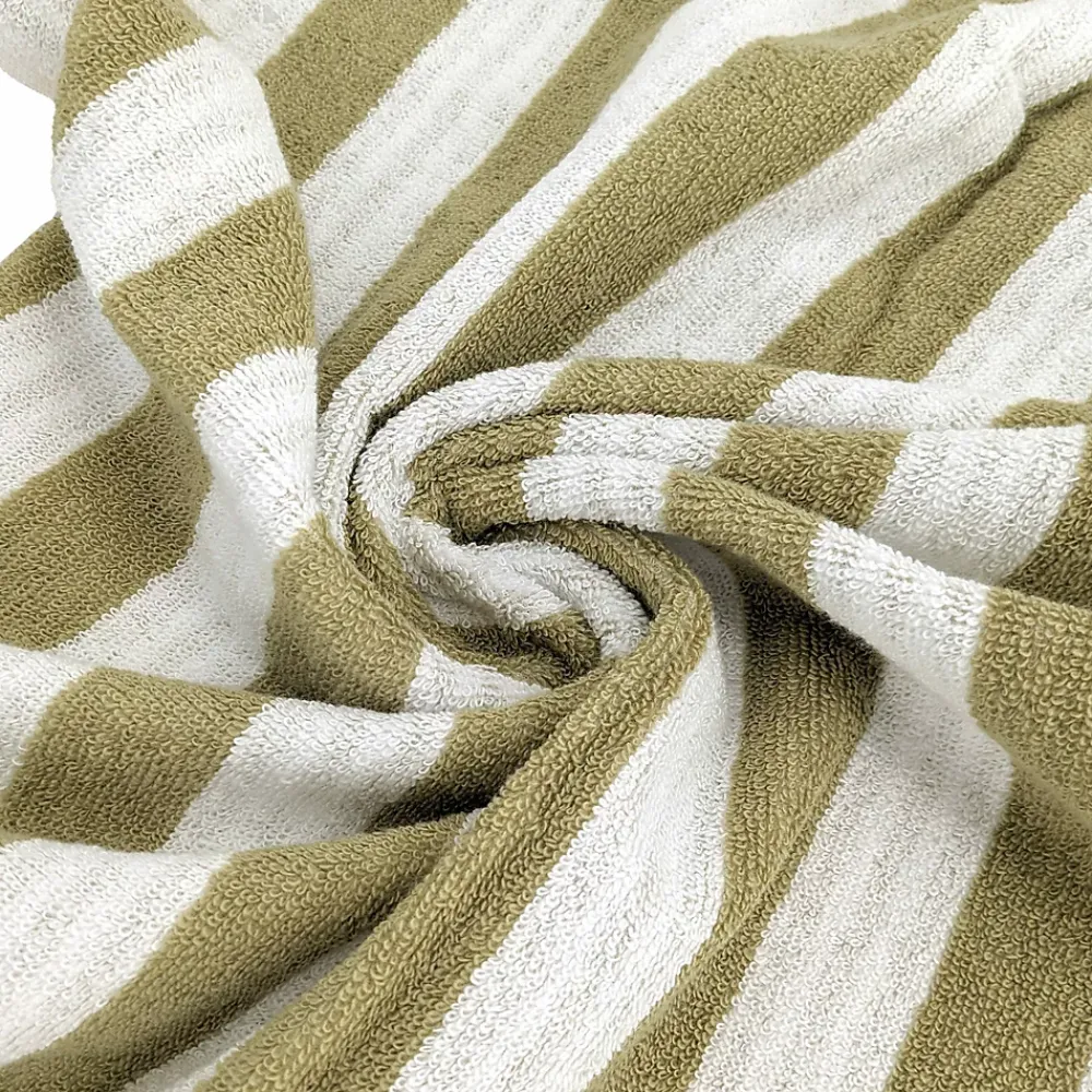 Serviette De Bain|Linnea Parure de bain coton collection EFFICIENCE STRIPES 4 pièces vert olive