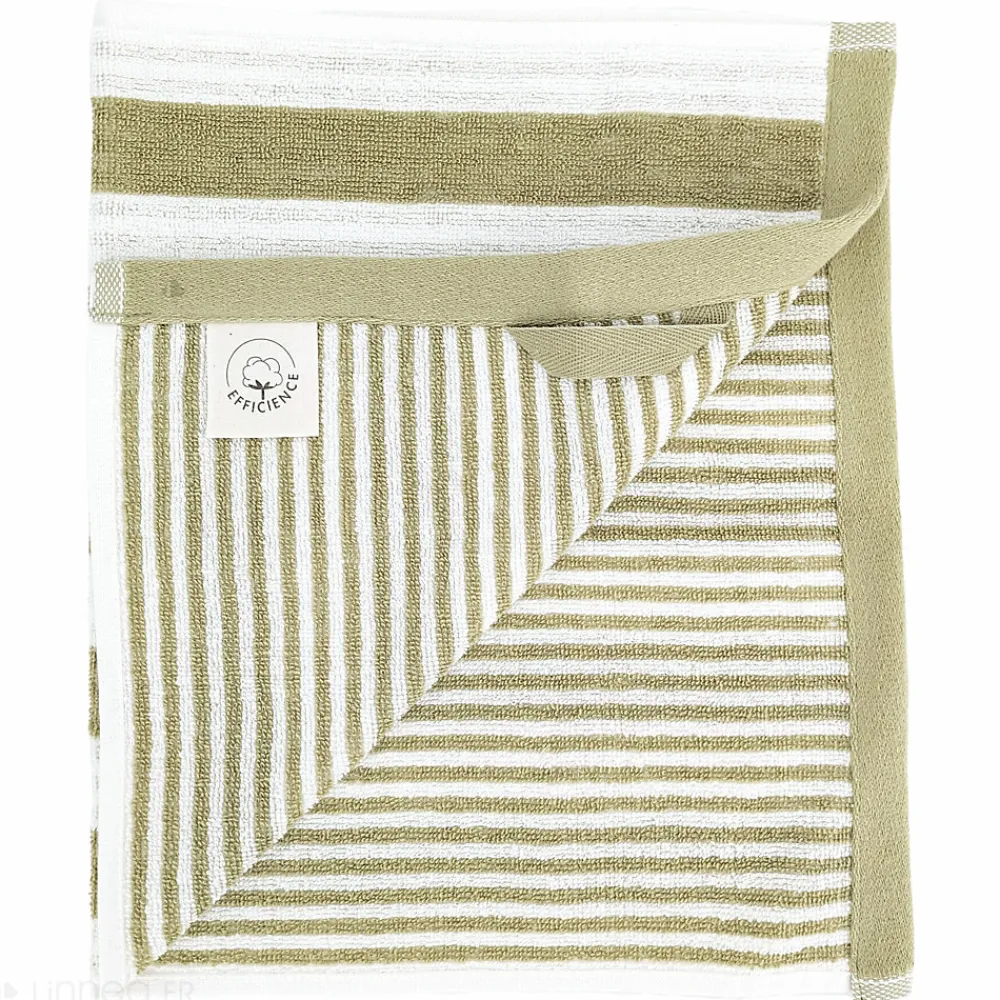 Serviette De Bain|Linnea Parure de bain coton collection EFFICIENCE STRIPES 4 pièces vert olive