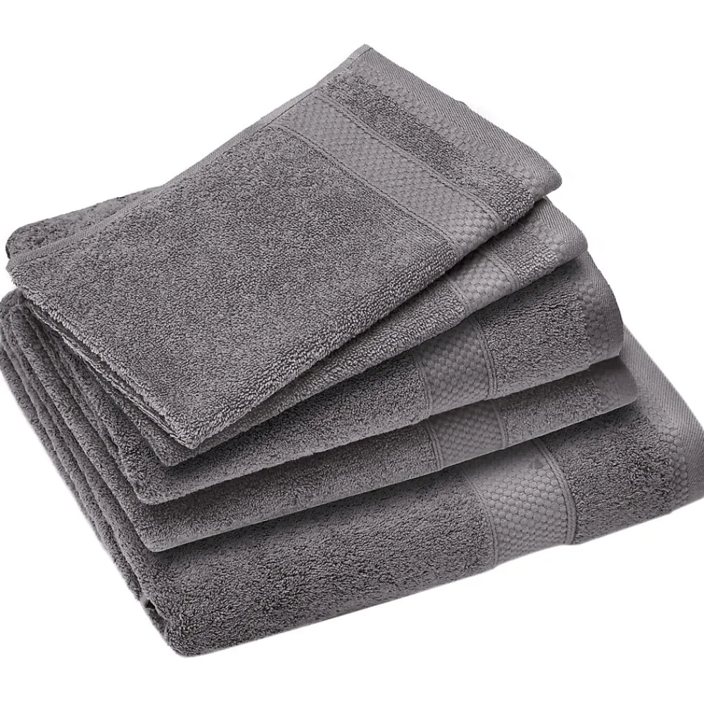 Serviette De Bain|Linnea Parure de bain coton 550g/m2 NAÏA par lot de 5 gris Ardoise