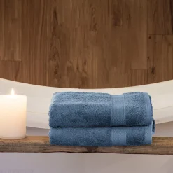 Serviette De Bain|Linnea Parure de bain coton 550g/m2 NAÏA par lot de 7 bleu Orage