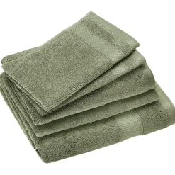 Serviette De Bain|Linnea Parure de bain coton 550g/m2 NAÏA par lot de 5 vert Olive