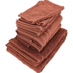 Serviette De Bain|Linnea Parure de bain EFFICIENCE PURE rouge Country 7 pièces