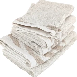 Serviette De Bain|Linnea Parure de bain par 4 ZEBRA SOFT uni bord zèbre beige