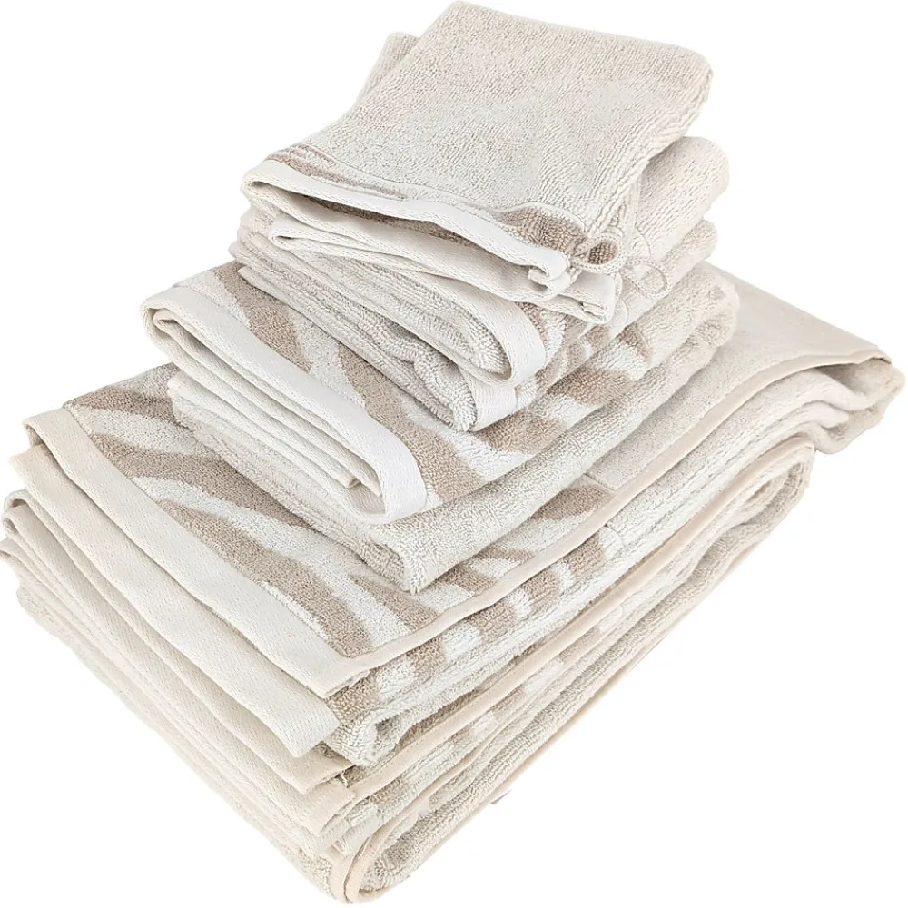 Linnea Parure de bain par 7 ZEBRA SOFT uni bord zèbre beige