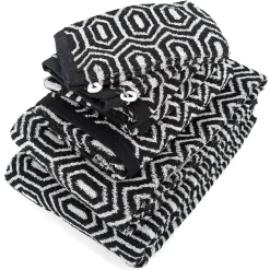 Serviette De Bain|Linnea Parure de bain SYMETRIE coton Alvéoles 7 pièces noir