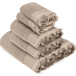 Linnea Parure de bain TETHYS 5 pièces micro-coton beige Chanvre