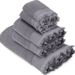 Serviette De Bain|Linnea Parure de bain TETHYS 5 pièces micro-coton gris Brume