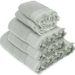 Serviette De Bain|Linnea Parure de bain TETHYS 5 pièces micro-coton vert Lichen