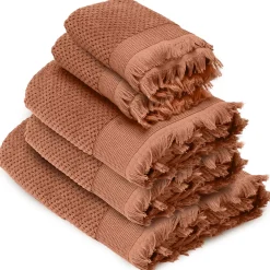 Serviette De Bain|Linnea Parure de bain TETHYS 5 pièces micro-coton orange Terre
