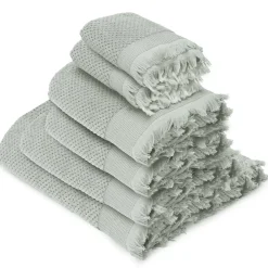 Serviette De Bain|Linnea Parure de bain TETHYS 6 pièces micro-coton vert Lichen